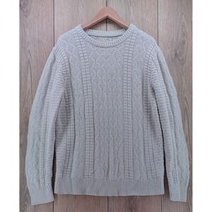 J.Crew‎ Beige Textured Cable Knit Cotton Sweater Crewneck Women's Medium